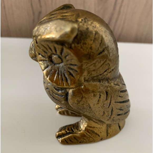Vintage Cast Brass Horned Owl Statue Made in Canada - Picture 4 of 9